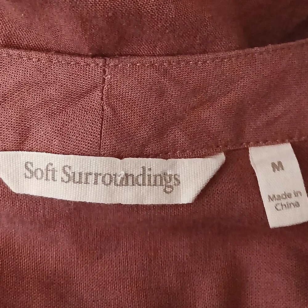 Soft Surroundings Tunic Top M Linen Blend Embroidered - Picture 7 of 8